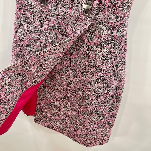 Adelyn Rae Dress Jacquard Knee Length Sleeveless Wrap Style Pink Multi NWOT - Picture 10 of 14